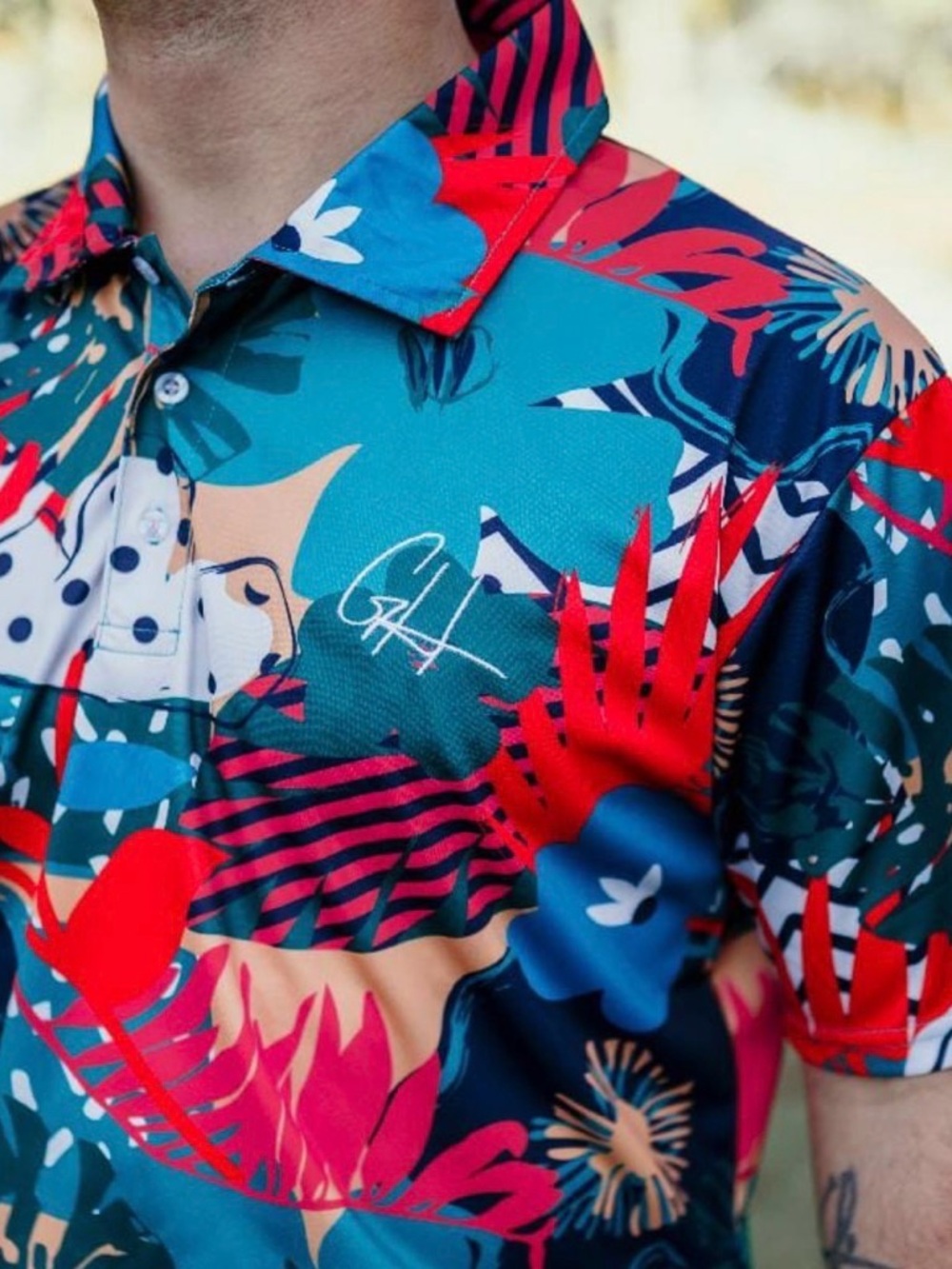 Gashouse Golf Vibrant Tropical Golf Shirt Size S ⛳️